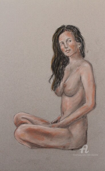Dessin intitulée "EN TAILLEUR" par Alain Devienne, Œuvre d'art originale, Pastel
