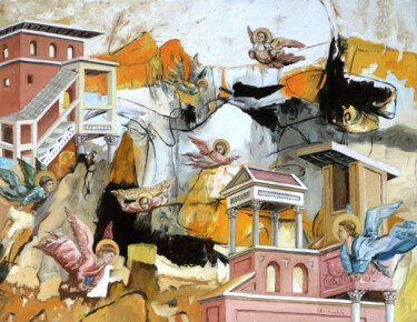 Peinture intitulée "Les sept gardien de…" par Gilles Chambon, Œuvre d'art originale, Huile