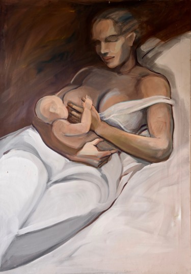 mère et fille Painting titled "mère et fille" by François Carage, Original Artwork, Acrylic