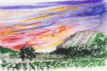 Dessin intitulée "Aube peau-rouge" par Daniele Sanchez Dsz, Œuvre d'art originale, Encre