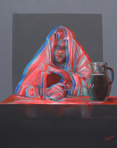 Peinture intitulée ""Thinking" 3D piece…" par Giorgi Kobiashvili (KOBI), Œuvre d'art originale, Acrylique