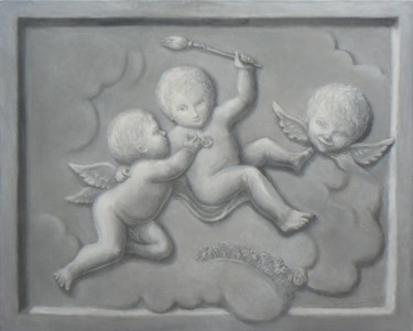 Peinture intitulée "Putti" par Henri Eisenberg, Œuvre d'art originale, Acrylique Monté sur Châssis en bois