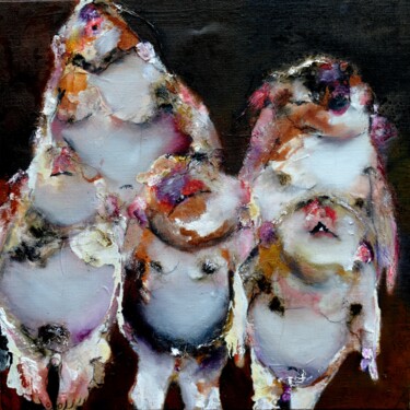 Foule sentimentale avec soif d'Iphones, Nutella .. Peinture intitulée "Foule sentimentale…" par Denis Blondel, Œuvre d'art originale, Encre Monté sur Châssis en bois