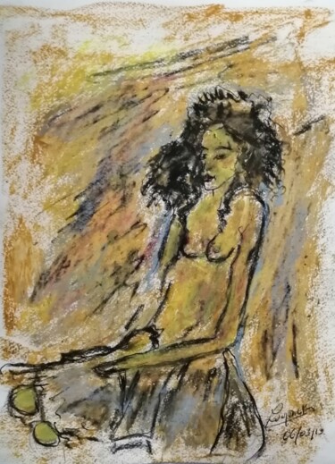 图画 标题为“Femme assise” 由Rodolphe Lavayssiere, 原创艺术品, 墨