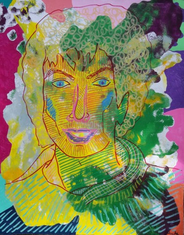 MJ: parce que le fond compte plus que la forme? Peinture intitulée "MJ: parce que le fo…" par Aude Peris, Œuvre d'art originale, Acrylique