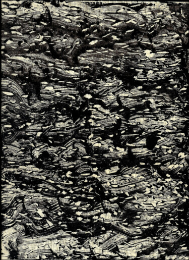 Gravures & estampes intitulée "MONOTYPE NOIR PAPIE…" par Alain Lamy, Œuvre d'art originale