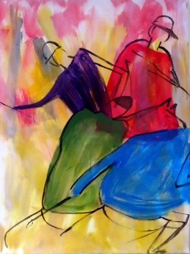 Schilderij getiteld "go-with-the-herd" door David Callahan, Origineel Kunstwerk, Acryl
