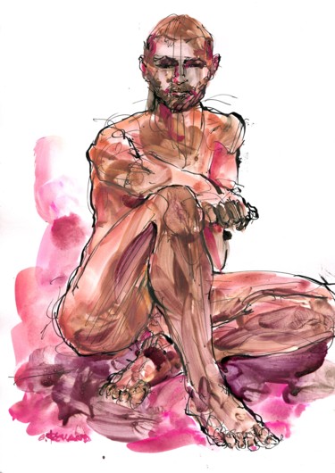 Peinture intitulée "A4 2019 8" par Christian Rolland, Œuvre d'art originale, Gouache