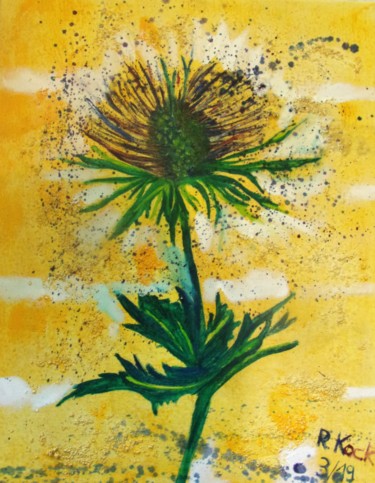 Schilderij getiteld "Blaue Distel" door Renate Kock, Origineel Kunstwerk, Acryl