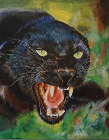 Pintura titulada ""Panther" Acrylgemä…" por Dmitry Levin, Obra de arte original, Acrílico
