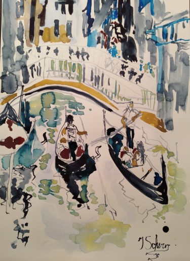 Malerei mit dem Titel "Venedig 2" von Jana Scherer, Original-Kunstwerk, Aquarell