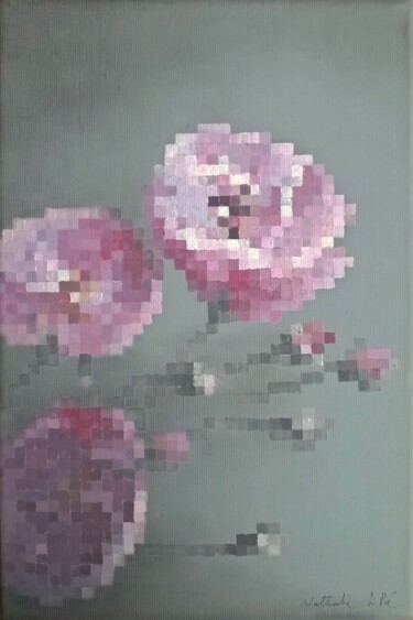 Painting titled "14- Pixels flowers" by Nathalie Si Pié, Original Artwork, Acrylic