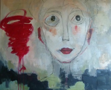 Peinture intitulée "ma fiffille-souris…" par Martine Flory, Œuvre d'art originale