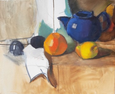 Painting titled "Still life with ora…" by Irina Žagata, Original Artwork, Oil
