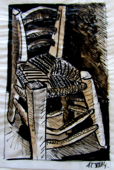 Dessin intitulée "LA CHAISE DE VINCEN…" par Alain Lamy, Œuvre d'art originale, Encre
