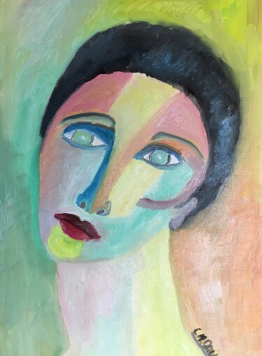 Peinture intitulée ""Kiki" 2" par Claire Marie Gay, Œuvre d'art originale, Huile Monté sur Panneau de bois
