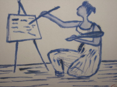 Peinture intitulée "la peintre" par Ludovic Grumel, Œuvre d'art originale, Huile