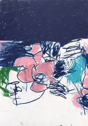 Collages intitulée "NOISE IN THE BLUE W…" par Luc Pierre, Œuvre d'art originale, Découpages