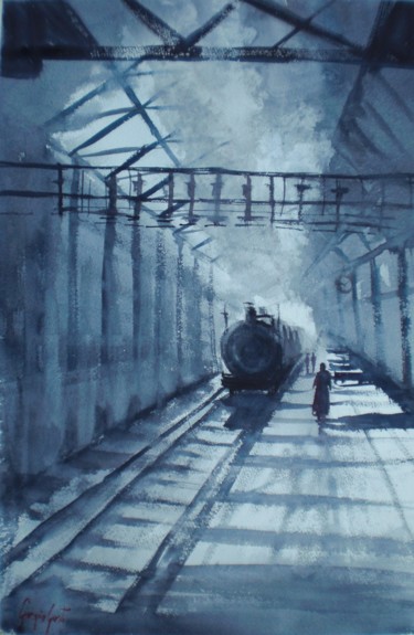 绘画 标题为“trains 10” 由Giorgio Gosti, 原创艺术品, 水彩