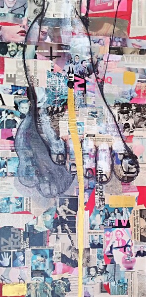 Collages titled "La crocefissione 1/1" by Sal Picascia, Original Artwork, Collages