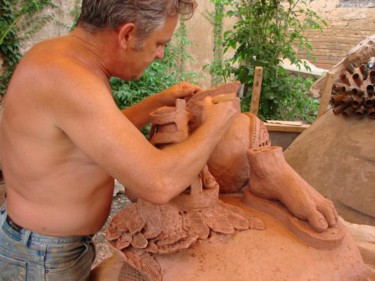 Escultura intitulada "Santo Expedito" por Alceo Luiz De Costa Dcosta, Obras de arte originais