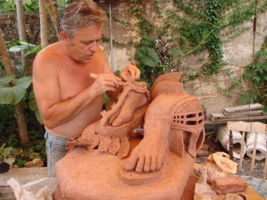 Escultura intitulada "Santo Expedito" por Alceo Luiz De Costa Dcosta, Obras de arte originais