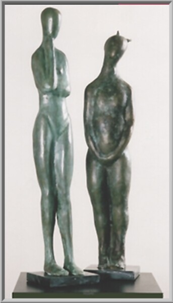 Nymph & Pan Sculptuur getiteld "Nymph & Pan" door Randy Addy, Origineel Kunstwerk, Bronzen