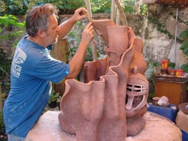 Escultura intitulada "Santo Expedito" por Alceo Luiz De Costa Dcosta, Obras de arte originais