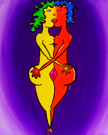 L Painting titled "L" by Mondame, Original Artwork, Acrylic