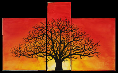 Malerei mit dem Titel "Silhouette d'arbre…" von Jonathan Pradillon, Original-Kunstwerk, Acryl