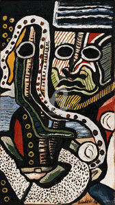 Peinture intitulée "Mystérieuse rencont…" par Armand Pascal Aniambossou, Œuvre d'art originale, Huile