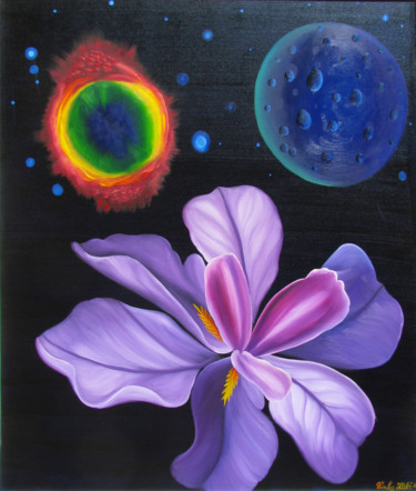 绘画 标题为“Floating flower in…” 由Vinko Hlebs, 原创艺术品, 油