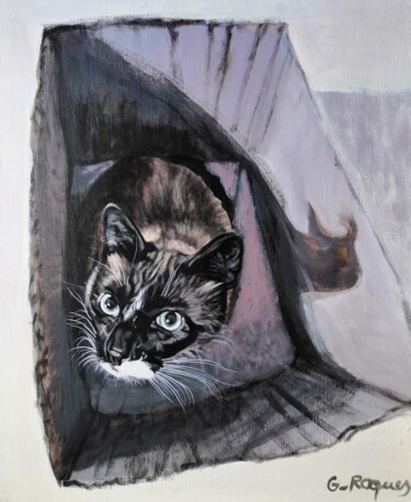 Chat ayant de la caisse n°2 "Chat ayant de la ca…" başlıklı Tablo Georges Roques tarafından, Orijinal sanat, Akrilik
