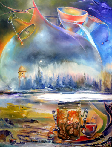 Peinture intitulée "N°8  FIVE O'CLOCK R…" par Ma, Œuvre d'art originale, Huile