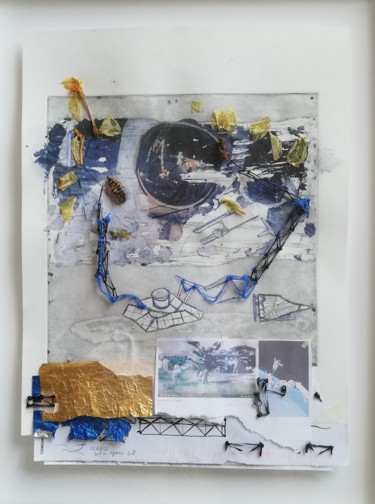 Ce qui est derrière la lumière : Lost in space Collages titled "Ce qui est derrière…" by Baptiste Vanweydeveldt, Original Artwork, Paper Mounted on Other rigid panel
