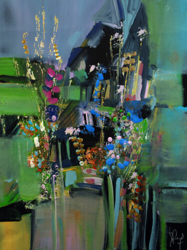 Painting titled "Virtuose verdure" by Muriel Cayet, Original Artwork, Acrylic