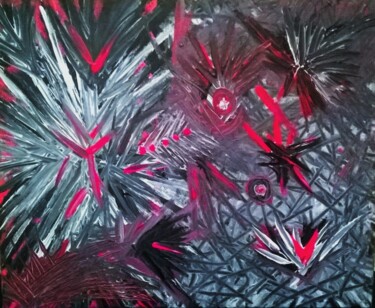 Peinture intitulée "éruption volcanique…" par Angélique Andujar, Œuvre d'art originale, Acrylique