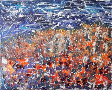Paysage imaginaire IV Painting titled "Paysage imaginaire…" by Pinkivioletblue, Original Artwork, Oil Mounted on Wood Stretcher frame