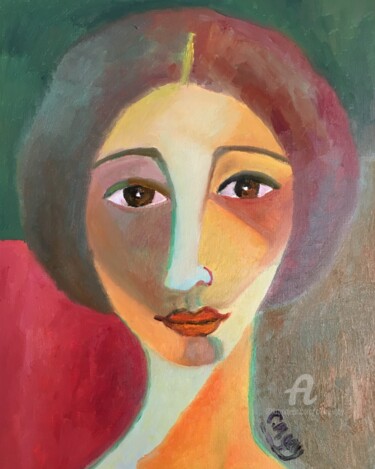 Peinture intitulée ""Apolline"" par Claire Marie Gay, Œuvre d'art originale, Huile Monté sur Panneau de bois