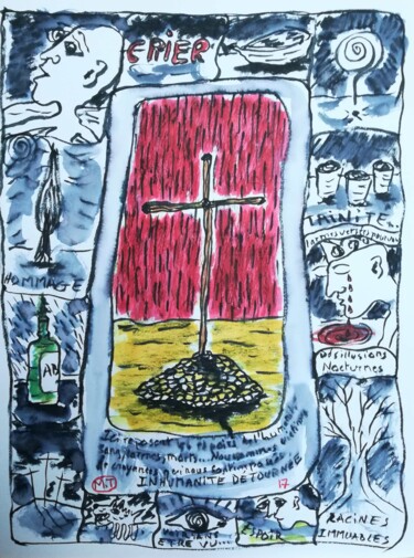 Painting titled "Prémonitions 15" by T.Montana, Original Artwork, Marker