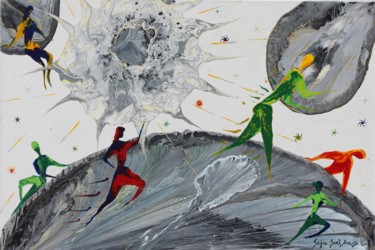 Pintura intitulada "O NOSSO LUGAR NO MU…" por Sofia Sant´Ana, Obras de arte originais, Acrílico Montado em Painel de madeira