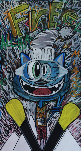 Painting titled "Free et vive le ski" by Seb Paul Michel, Original Artwork, Acrylic