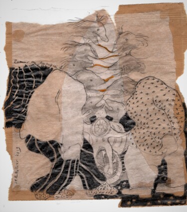 Dessin intitulée "rumeur au 100 papie…" par Jean Francois Bottollier, Œuvre d'art originale