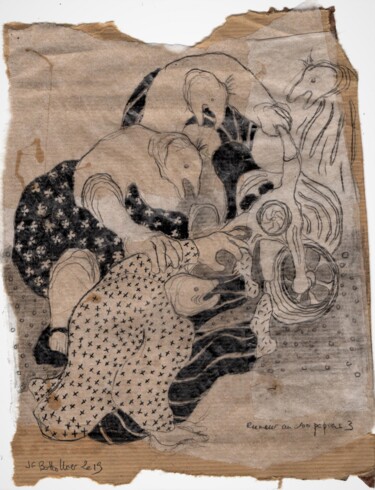 Dessin intitulée "rumeur au 100 papie…" par Jean Francois Bottollier, Œuvre d'art originale