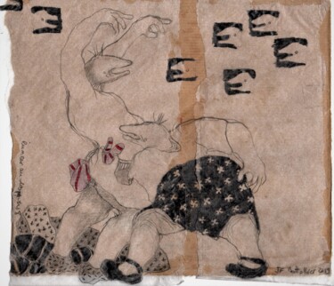 Dessin intitulée "rumeur au 100 papie…" par Jean Francois Bottollier, Œuvre d'art originale
