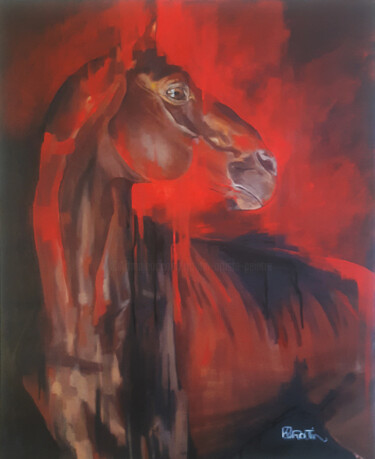 Nu équin - Rouge Peinture intitulée "Nu équin - Rouge" par Richard Routin, Œuvre d'art originale, Acrylique Monté sur Châssis en bois
