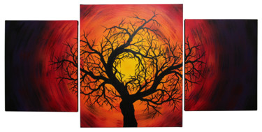 Silhouette d’arbre noir. Painting titled "Silhouette d’arbre…" by Jonathan Pradillon, Original Artwork, Acrylic Mounted on Wood Stretcher frame