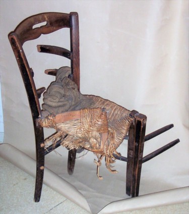 Sculpture intitulée "INTERDIT DE S’ASSEO…" par Servin, Œuvre d'art originale, Bois