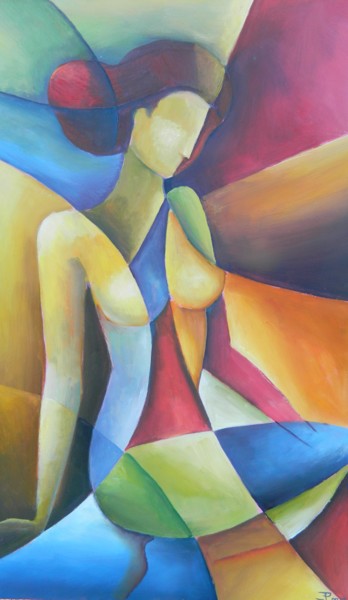 Painting titled "NUDE CUBISM" by Jiří Petr, Original Artwork, Oil