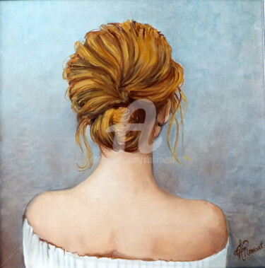 Peinture intitulée "Modèle au chignon" par Alain Ravaut, Œuvre d'art originale, Huile